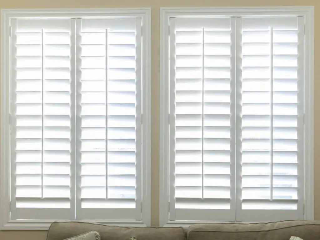 Living room plantation shutters